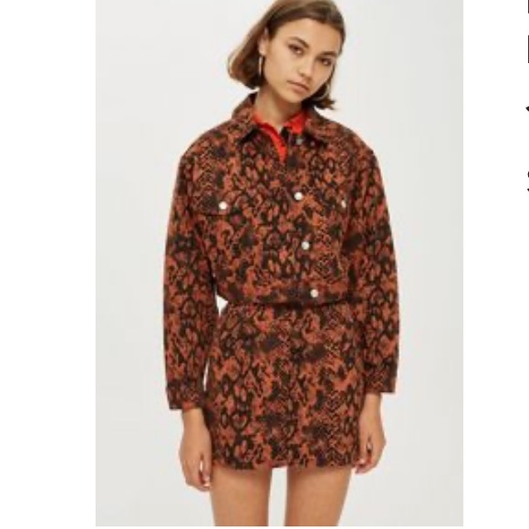 Topshop Snake Print Denim Jacket 